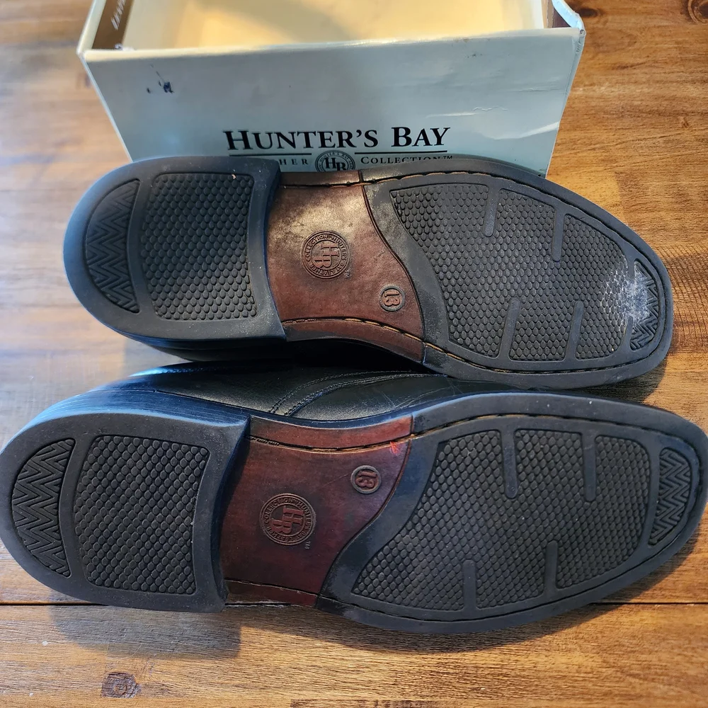 Hunters Bay Men's Black Leather Dress Shoes Size 13